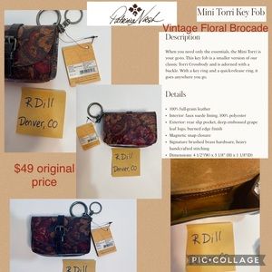 $49 ⭐️New Patricia Nash Mini Torri Key Fob in Vintage Floral Brocade - Leather